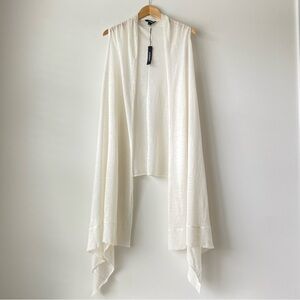 Acrobat 100% Linen Longline Open Front Vest Cardigan in Ivory, Size S, NWT